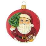 Vaillancourt Folk Art Red American Santa W/Tree - 1 Ornament 3.25 Inch, Glass - Vaillancourt Jingle Ball Or19512 (42153)