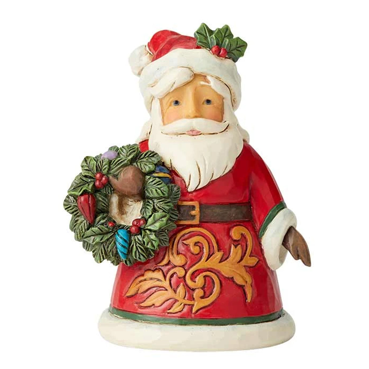 Jim Shore Mini Santa Holding Wreath - - SBKGifts.com