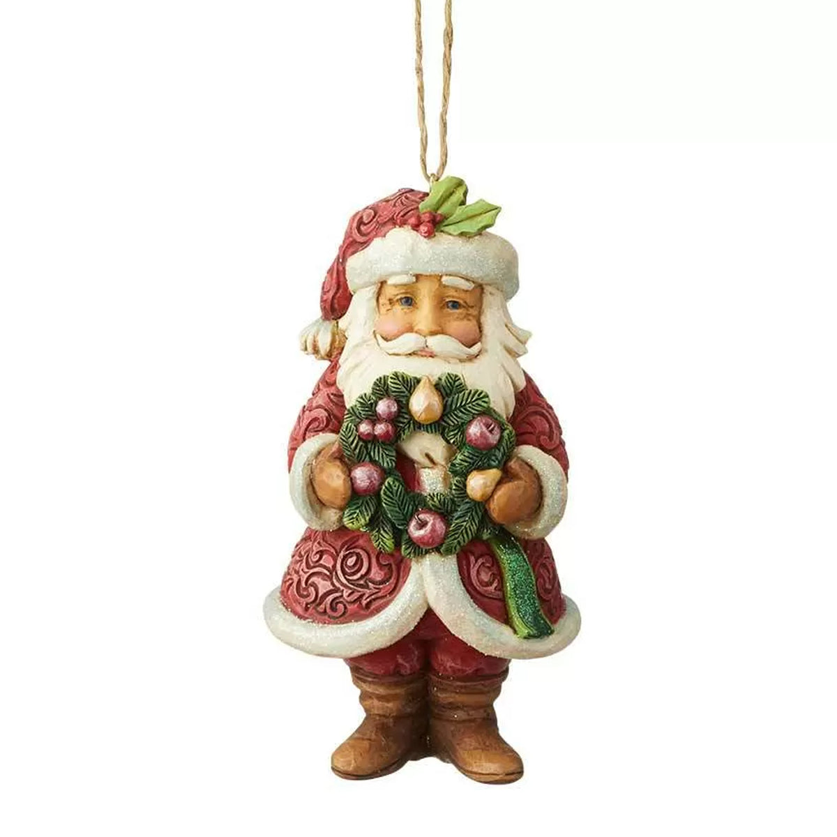 Jim Shore Winter Wonderland Santa W/Wreath - - SBKGifts.com