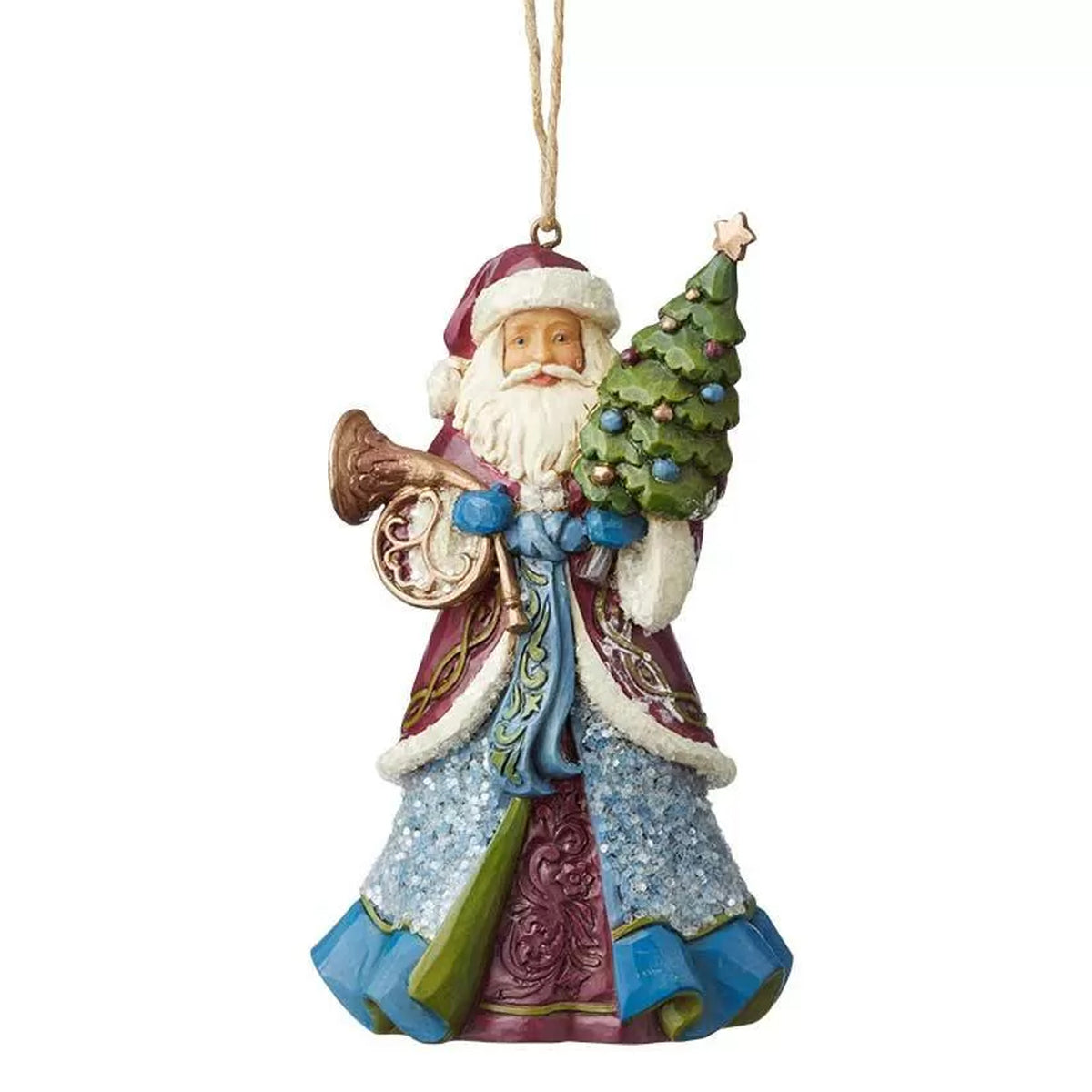 Jim Shore Victorian Santa Holding Tree & Horn - - SBKGifts.com