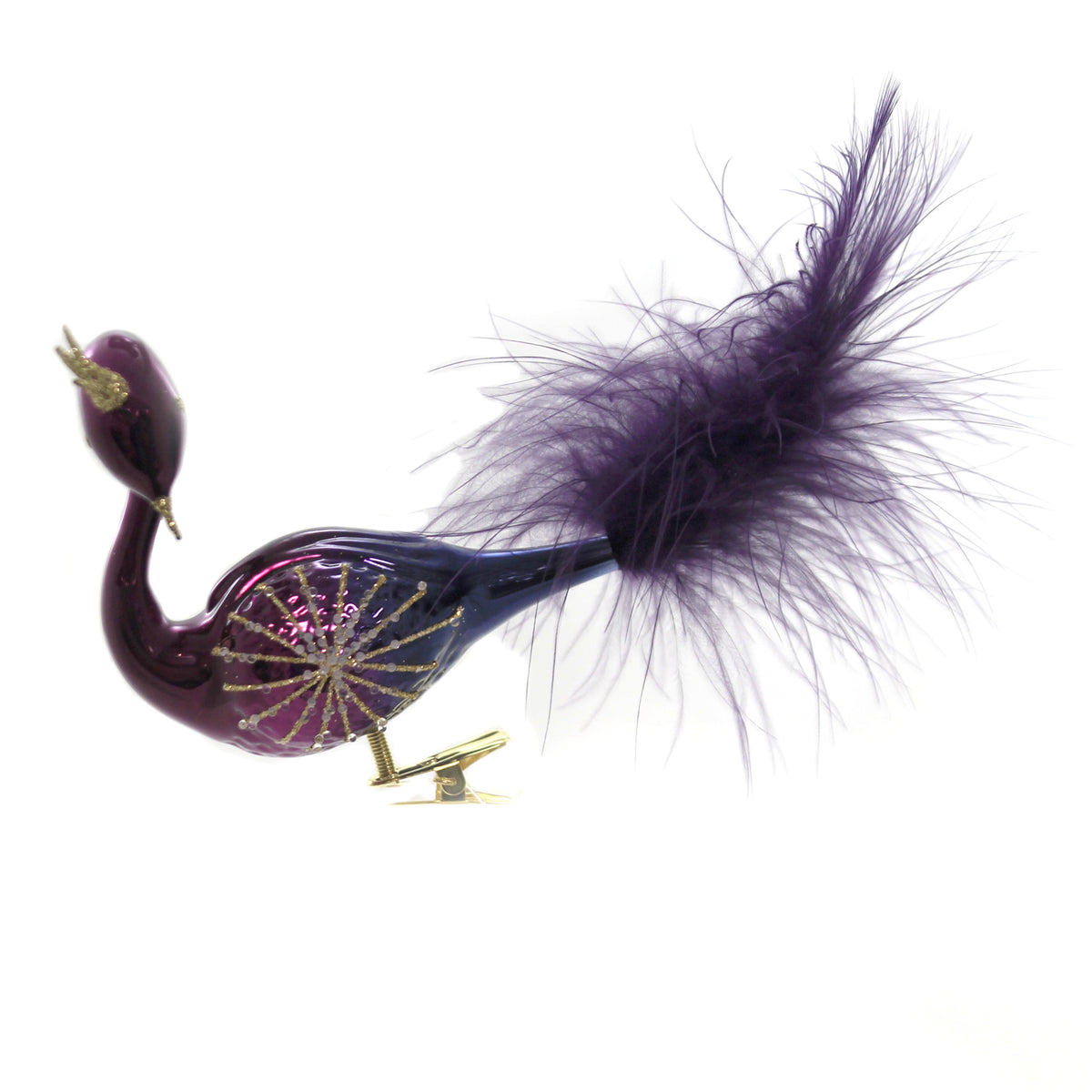 (42540) Merlot & Gold Clip On Peacock