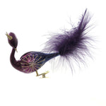 Merlot & Gold Clip On Peacock - 4.25 Inch, Glass - Ornament Bird Feather Crown Br492 (42540)