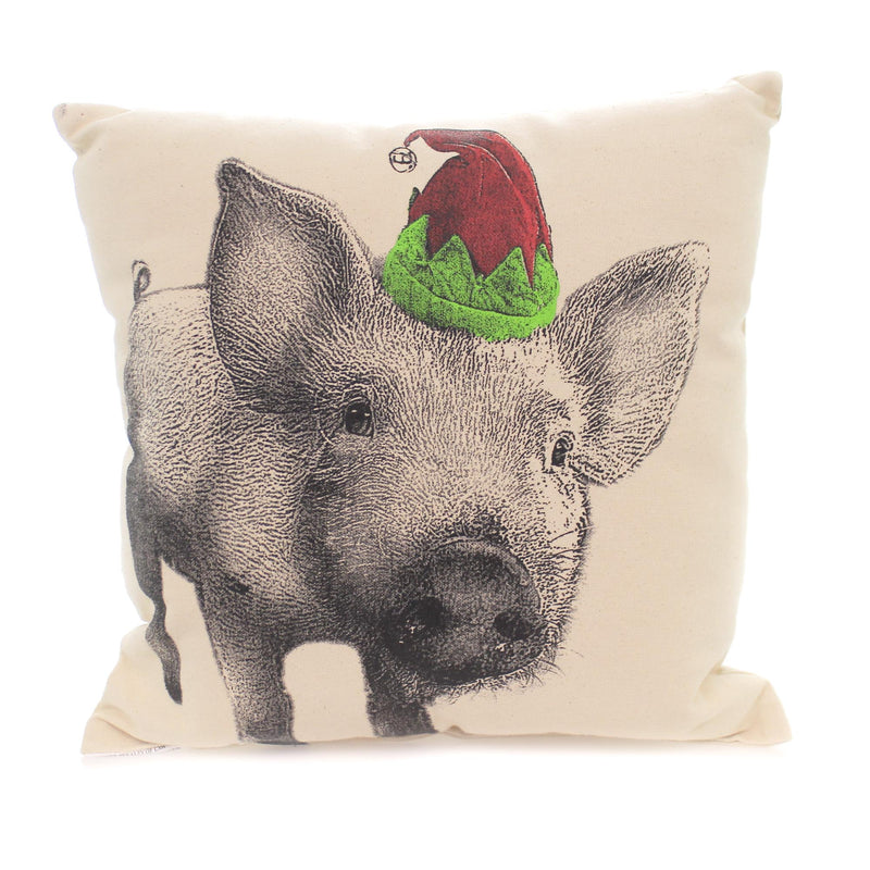 Christmas Pig In Elf Hat Pillow Fabric Home Decor Mppigelf (42609)