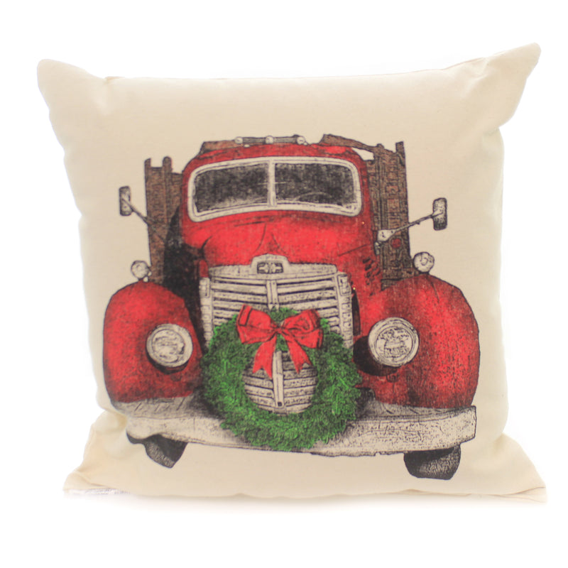 Truck With Wreath Pillow - One Pillow 13 Inch, Cotton - Home Decor Mptruckwreath (42610)
