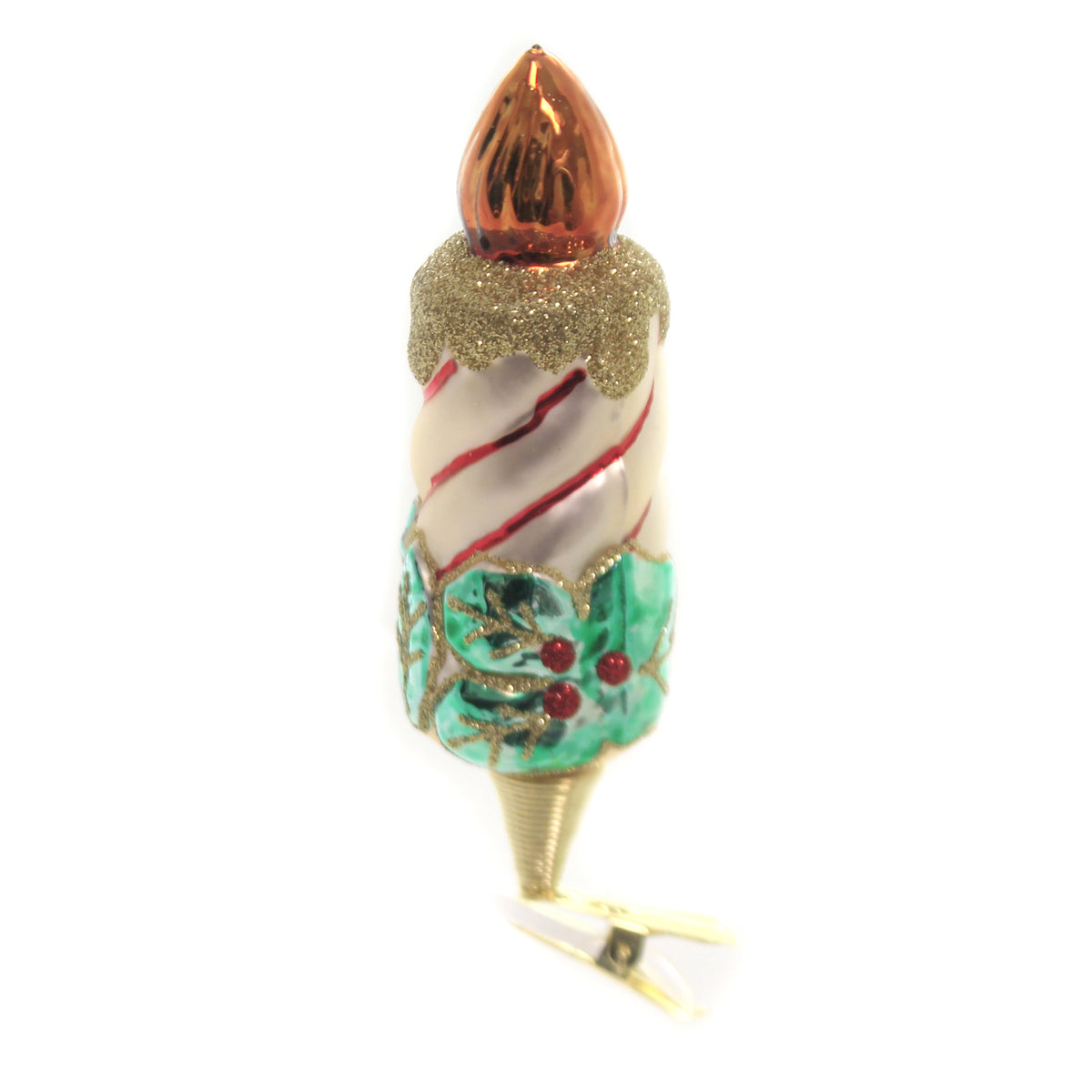 (42623) Candle W/Holly Clip-On