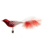 Golden Bell Collection Red/White Bird Feather Tail Glass Clip-On Ornament Br727 (42625)