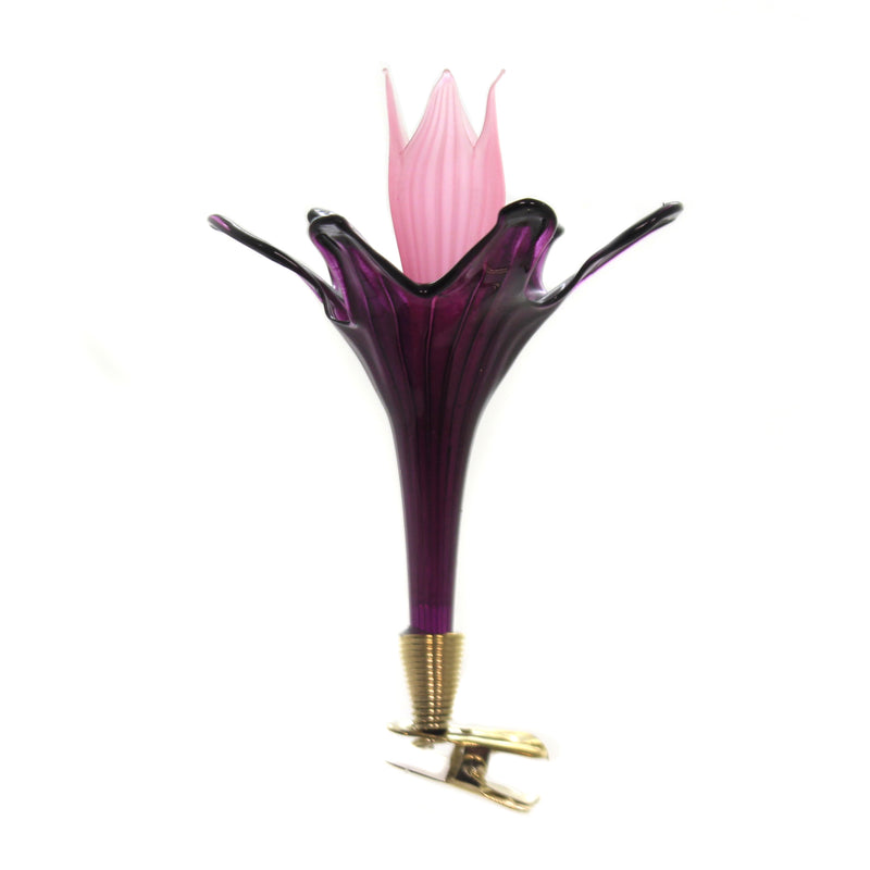 Flower Merlot Clip-On - 4.5 Inch, Glass - Ornament Nvv131 (42636)