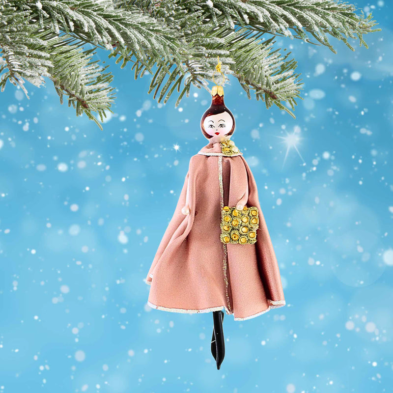 De Carlini Italian Ornaments Lady In Pink Cape - - SBKGifts.com