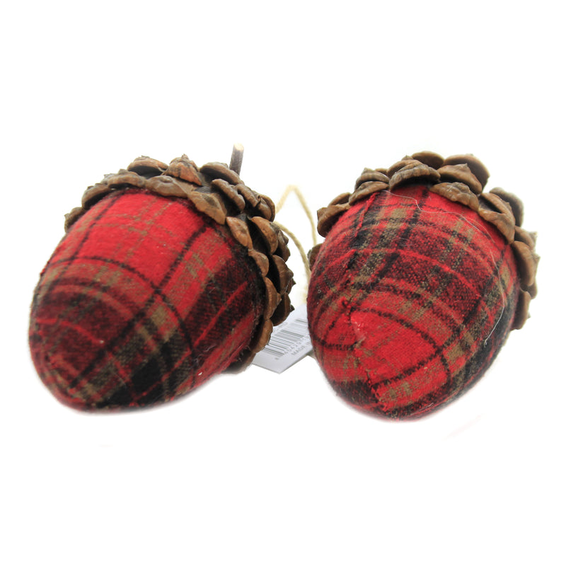 Holiday Ornaments Pinecone Top Plaid Acorn - - SBKGifts.com