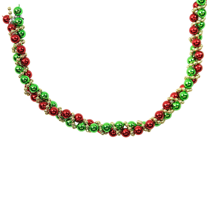 Kurt S. Adler Red Green Gold Twisted Bead - One Garland 108 Inch, Plastic - Garland Christmas H9490rggo (43022)