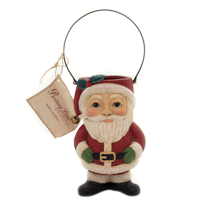 Christmas Santa Bucket Head Polyresin Wire Handle Claus Tj8680 (43146)