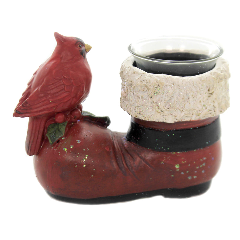 K & K Interiors Boot Votive Holder W/ Cardinal - - SBKGifts.com