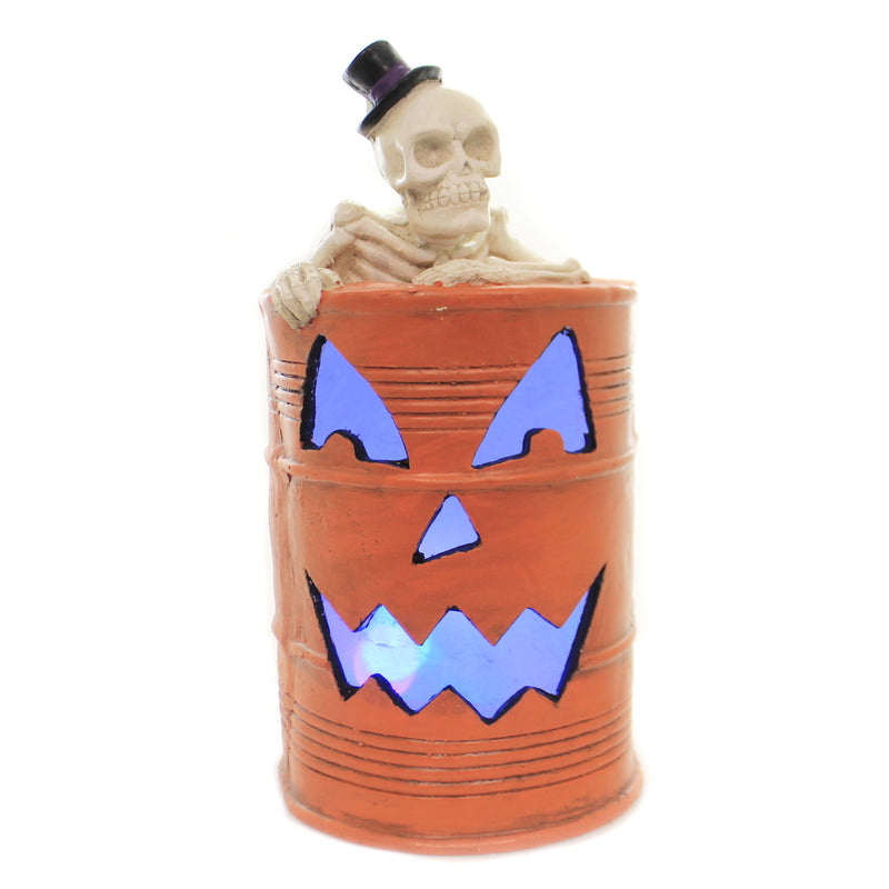 Halloween Skeleton In Oil Drum Polyresin Led Light Bones Rh442 (43205)