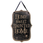 Halloween Home Sweet Haunted Home Plaque Wood Wall Sign Spider Web 100802. (43209)