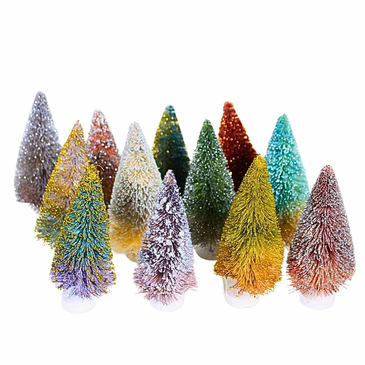 43525 Glittered Ombre Bottle Brush Trees BB99L SET OF 12