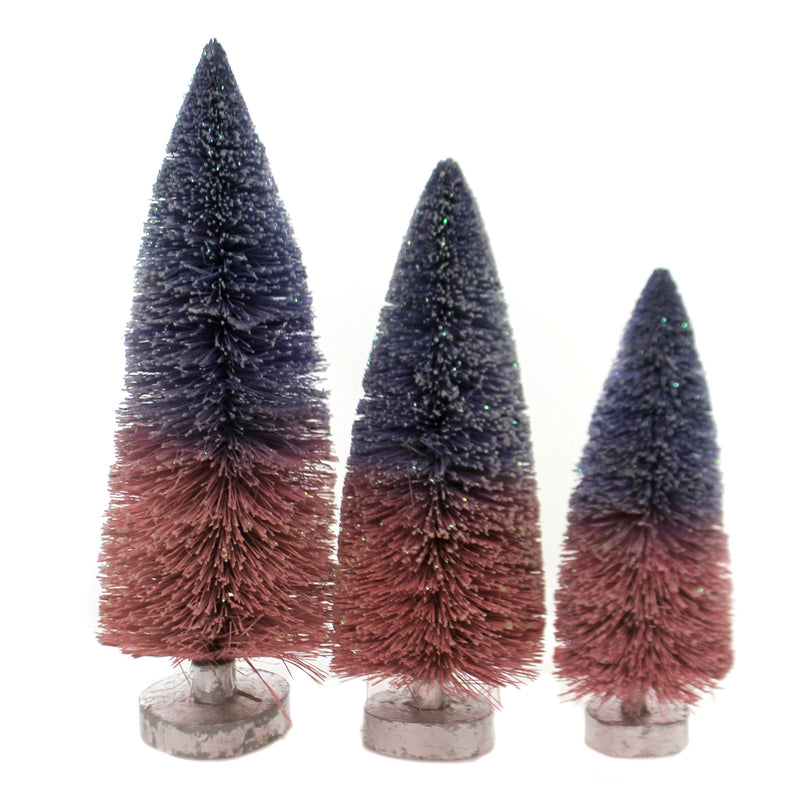 Glittered Pastel Bottle Brush Trees - 15.5 Inch, Plastic - Putz Village Ombre Pine Ms-2804-H (43528)