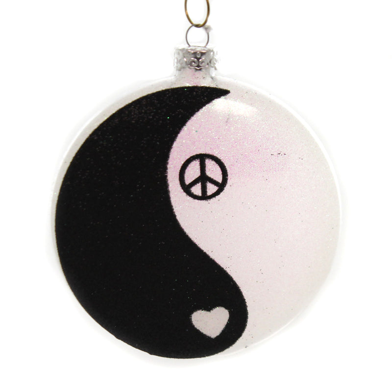 Holiday Ornaments Yin Yang Glass Peace Heart Chinese Dualism Go2561 (43566)