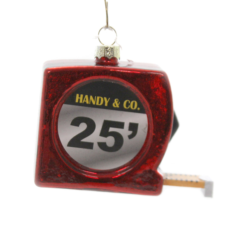 Tape Measure 1 Ornament 2.75 Inch, Glass Inches Feet Length Builder