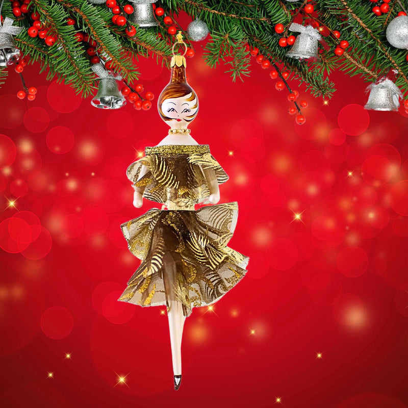 De Carlini Italian Ornaments Brandy In Bronze Dress - - SBKGifts.com
