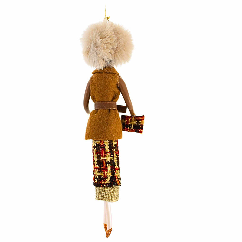 De Carlini Italian Ornaments Victoria In Brown/Orange Skirt - - SBKGifts.com
