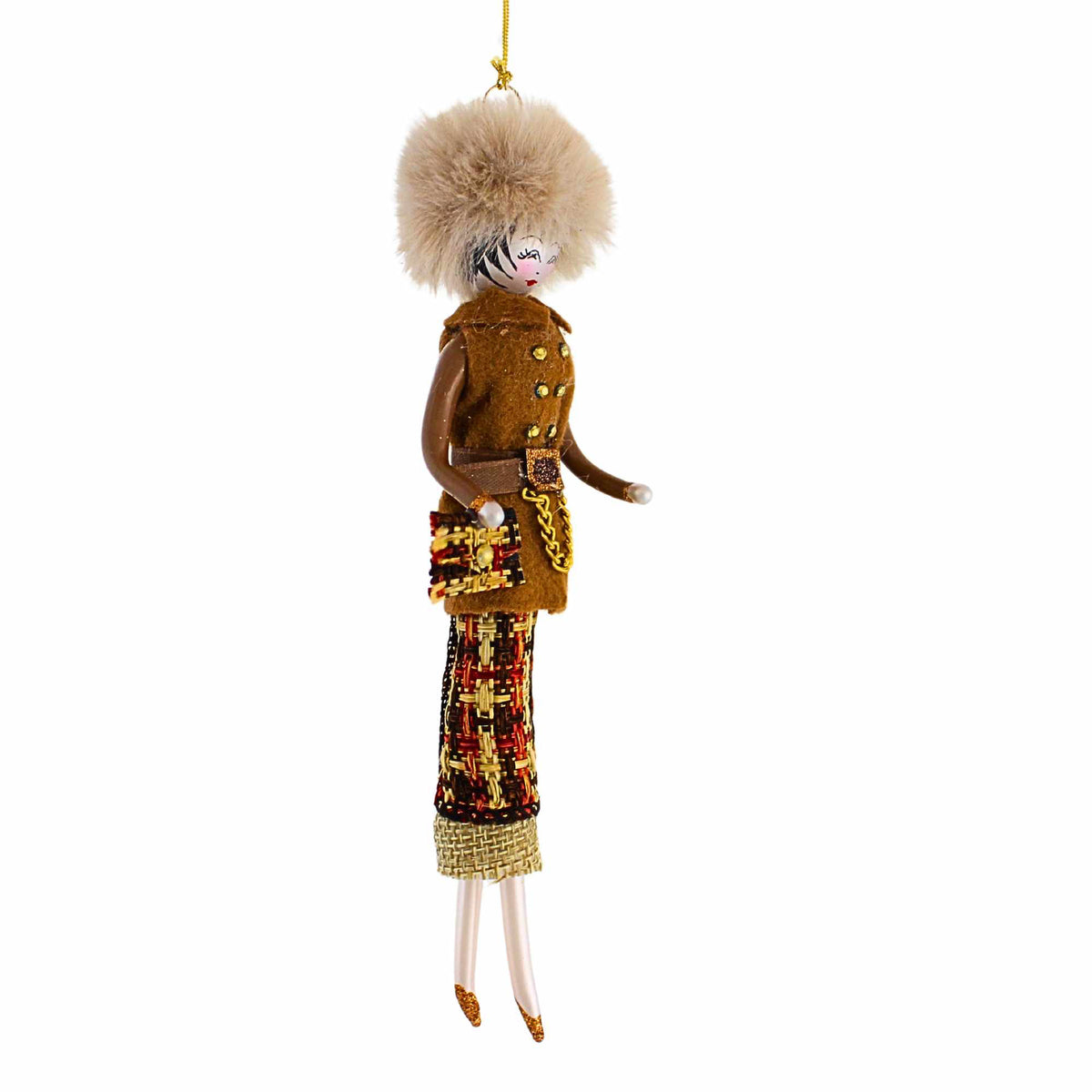 De Carlini Italian Ornaments Victoria In Brown/Orange Skirt - - SBKGifts.com