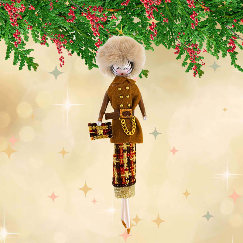 De Carlini Italian Ornaments Victoria In Brown/Orange Skirt - - SBKGifts.com