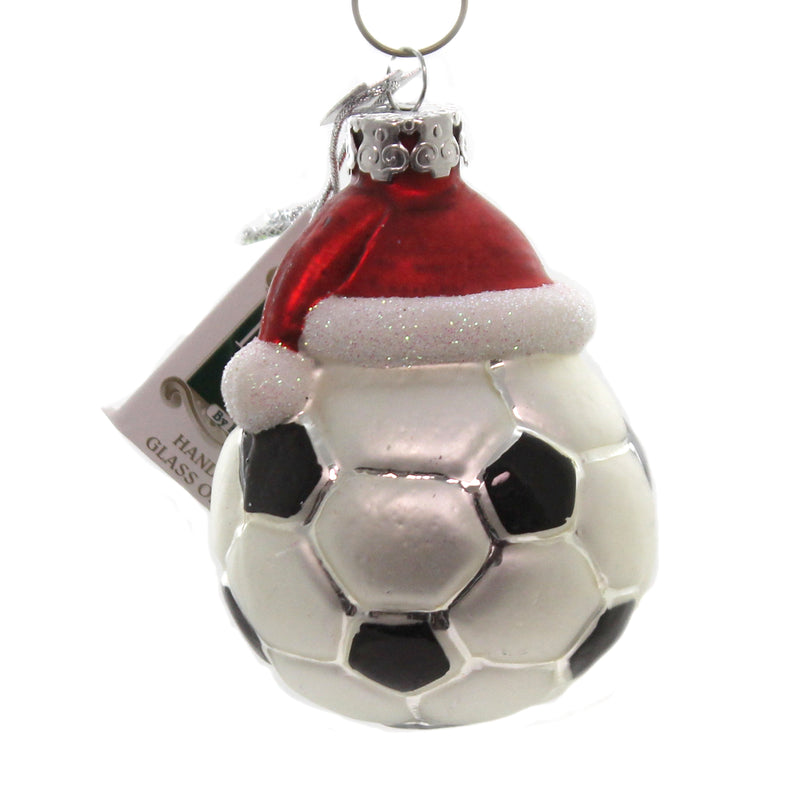Kurt S. Adler Soccer Ball W/ Santa Hat - One Ornament 3 Inch, Glass - Christmas World Cup Mls Team Nb0285 (43769)