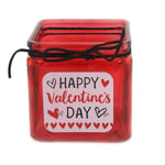 Burton & Burton Happy Valentines Day Cube Vase - 1 Decorative Glass Jar 3.75 Inch, Glass - Red Planter Candy Jar 189085 (43844)