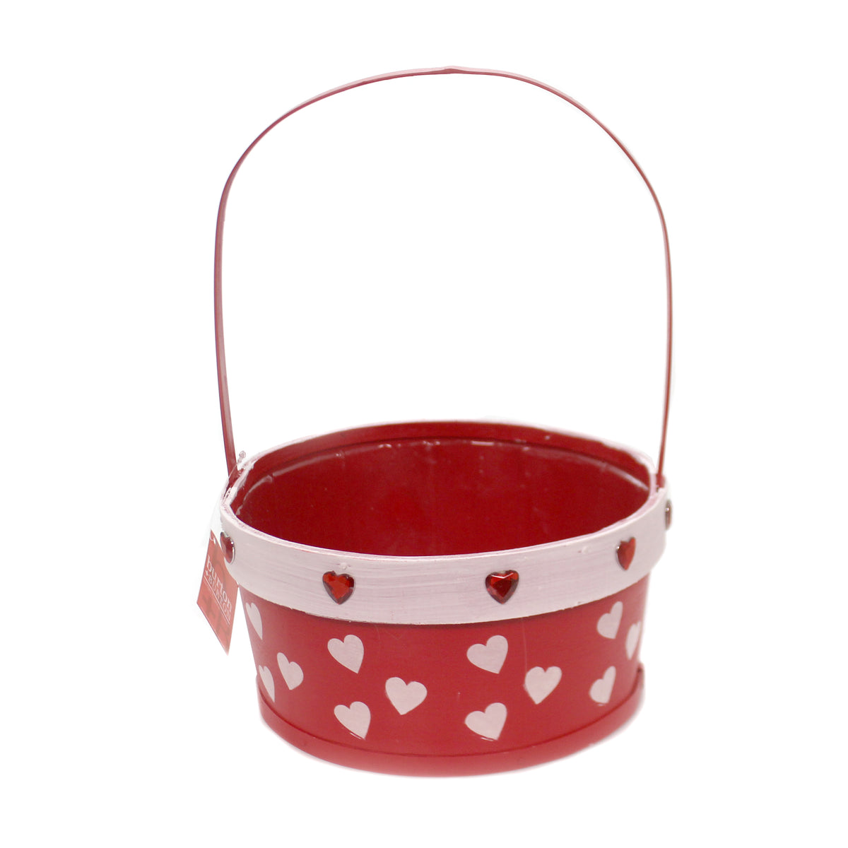 (43846) Basket W/Red/White Hearts