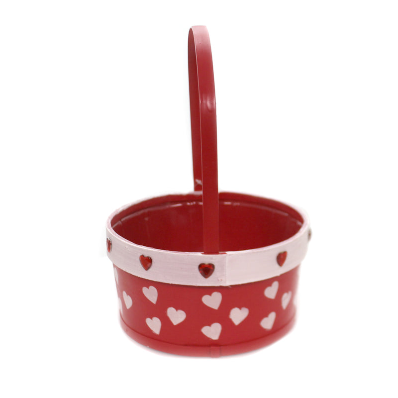 Burton & Burton Basket W/Red/White Hearts - - SBKGifts.com
