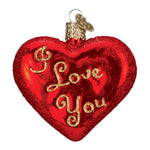 Old World Christmas 2.25 Inches I Love You Heart Glass Ornament Valentines Red 30021 (43892)