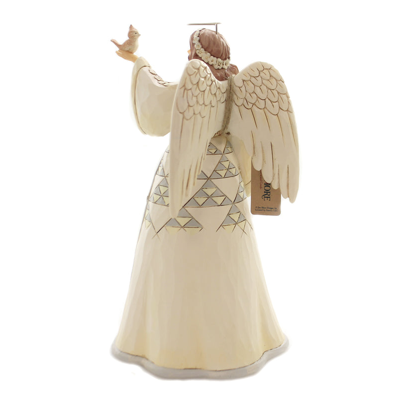 Jim Shore White Woodland Angel W/Cardinal - - SBKGifts.com