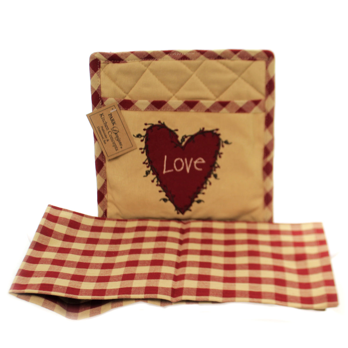 (44093) Heart & Vine Potholder & Towel