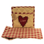Heart & Vine Potholder & Towel - 1 Towel & 1 Pot Holder 9 Inch, Cotton - Valentine's Day 03761 (44093)