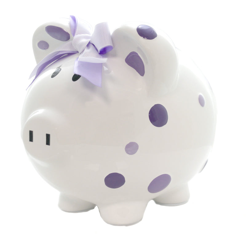 Child To Cherish Purple Multi Dot Bank - - SBKGifts.com