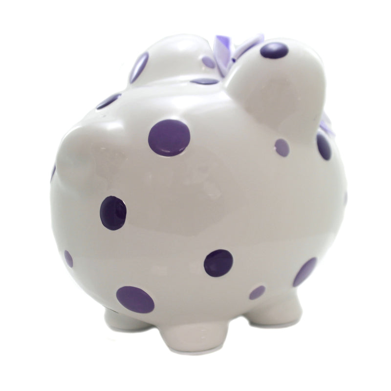 Child To Cherish Purple Multi Dot Bank - 1 Bank 7.75 Inch, Ceramic - Piggy Money Saving 3606Pp (44212)