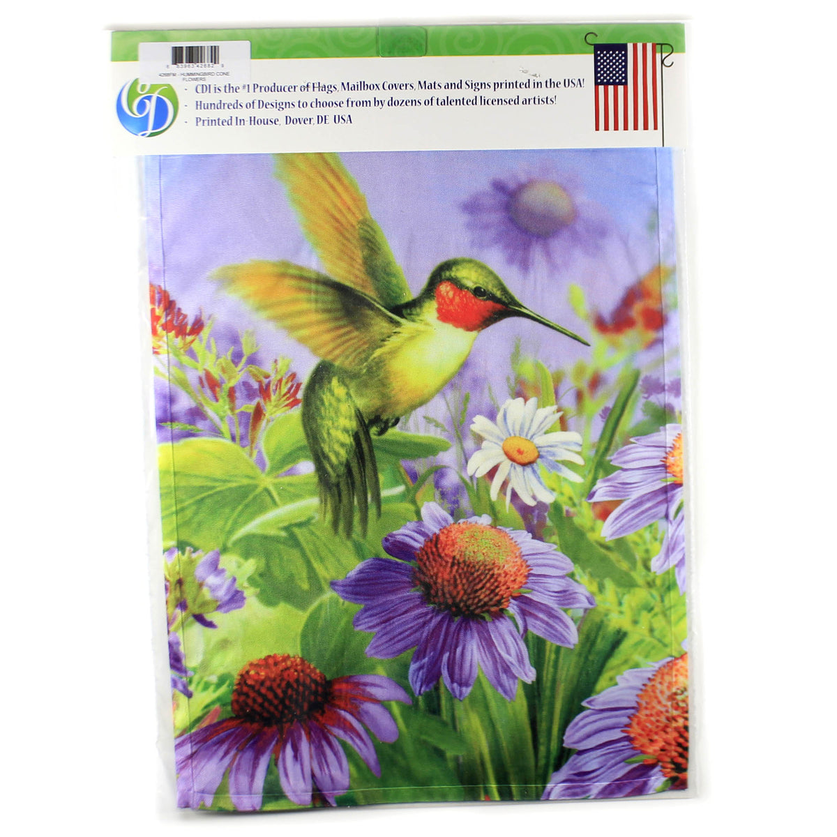 Home & Garden Hummingbird Cone Flowers Flag - - SBKGifts.com