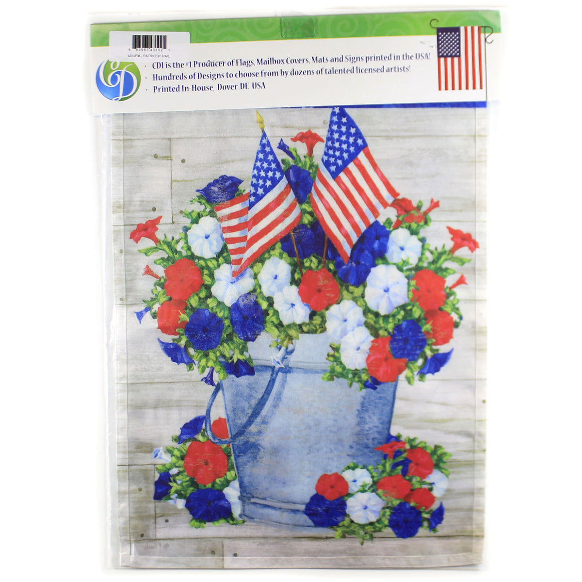 Home & Garden Patriotic  Pail Flag - - SBKGifts.com