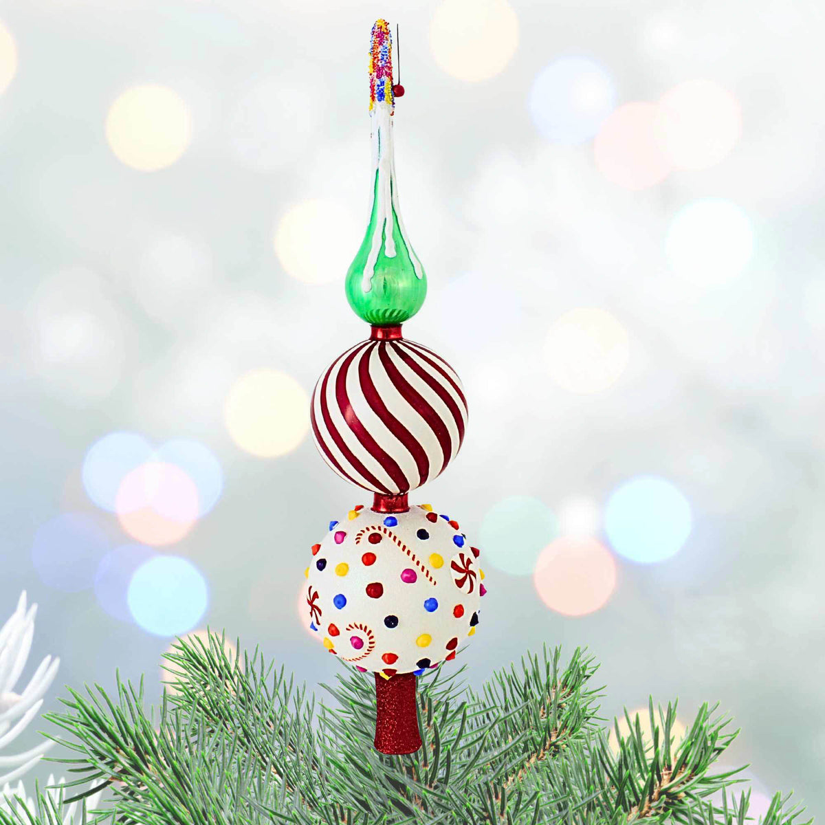 Joy To The World Candy Theme Finial - - SBKGifts.com