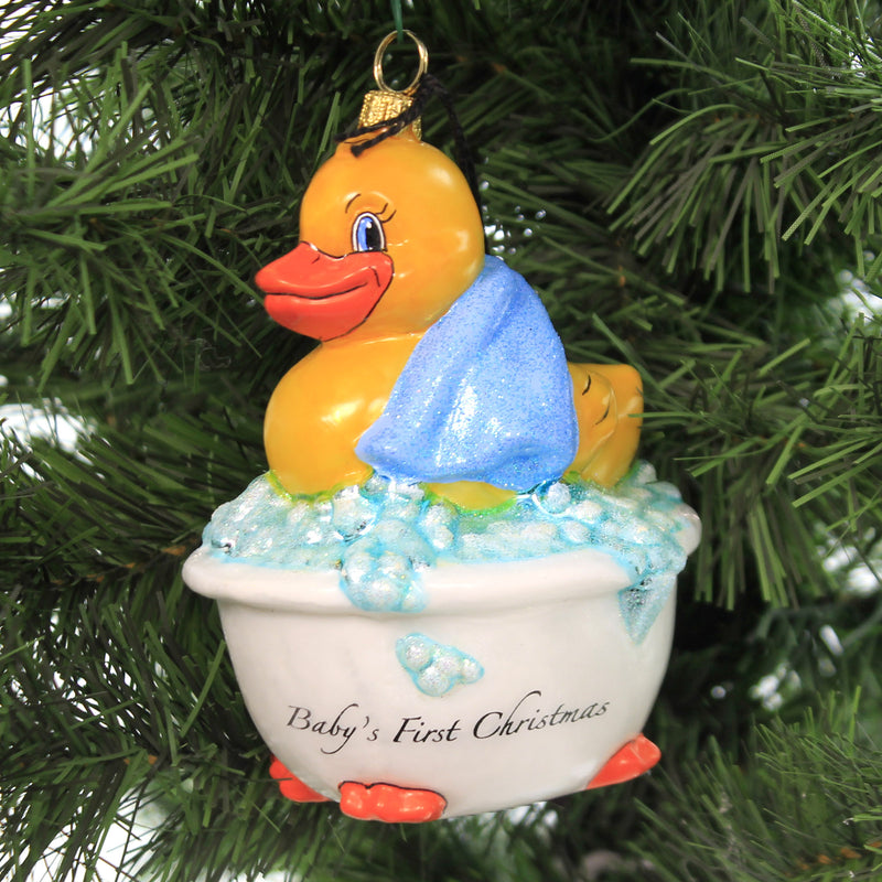 Joy To The World Babys First Rubber Ducky Blue - - SBKGifts.com