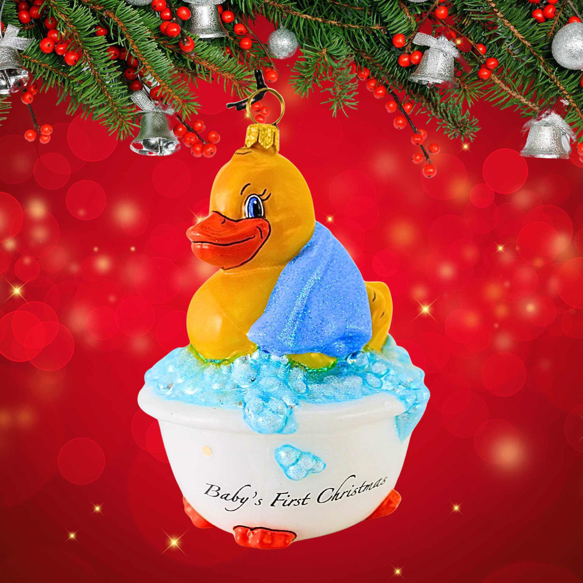 Joy To The World Babys First Rubber Ducky Blue - - SBKGifts.com