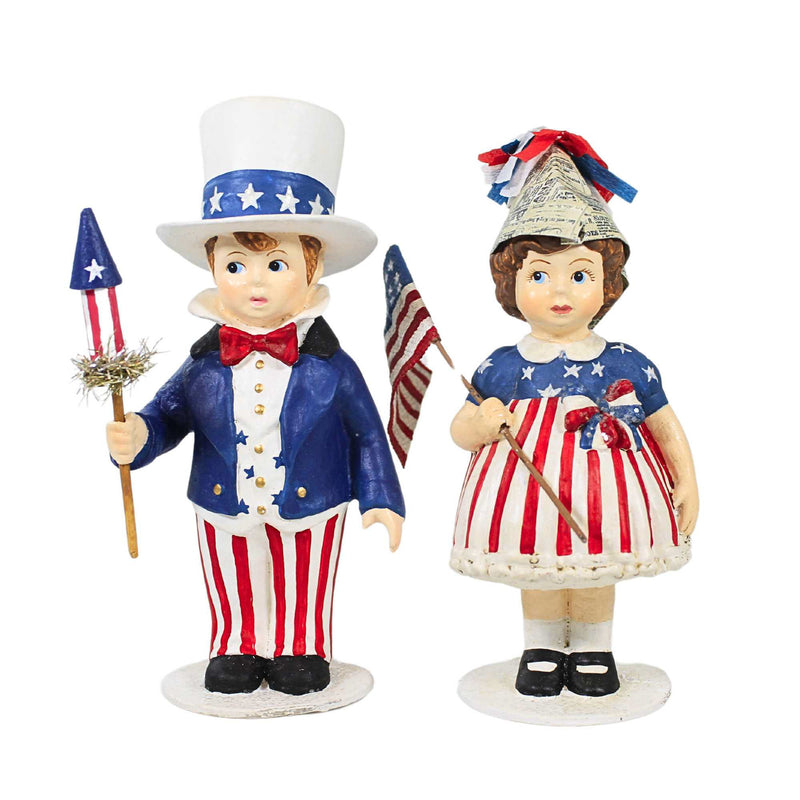 Sammy & Betsy - Two Figurines 5.25 Inch, Resin - Stars & Stripes Td5021 (44374)