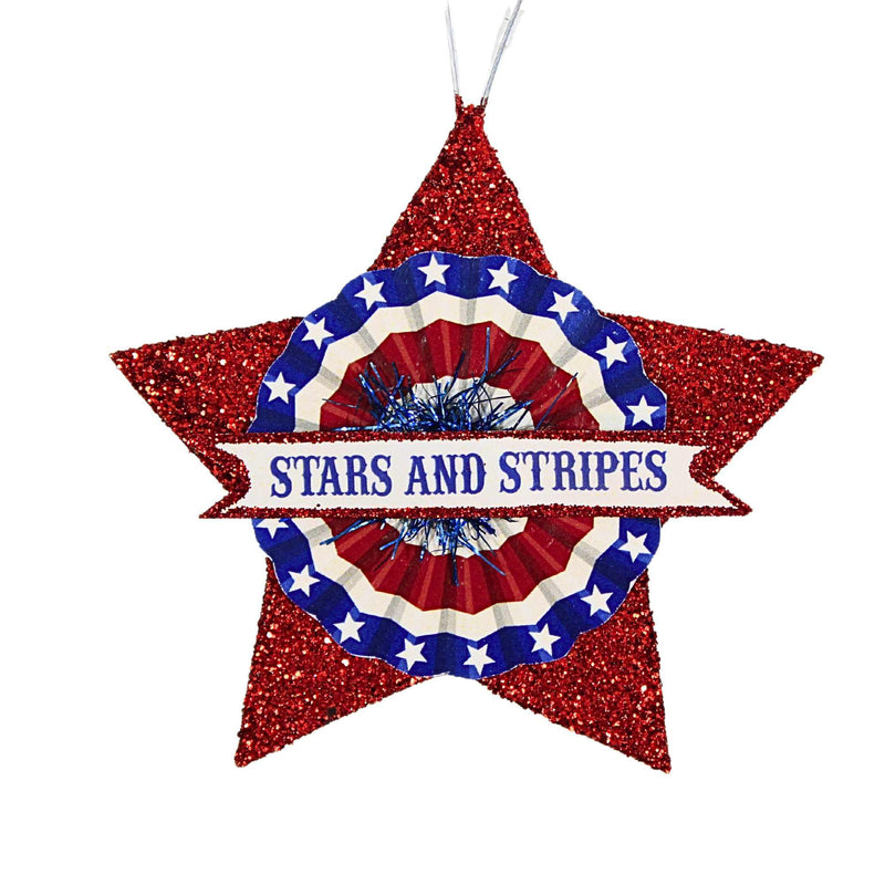 Patriotic American Glitter Star Ornament - - SBKGifts.com