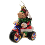 Peddler Piggy - 1 Ornament 5 Inch, Glass - Ornament Tricycle Pig Scooter 1020355 (44476)