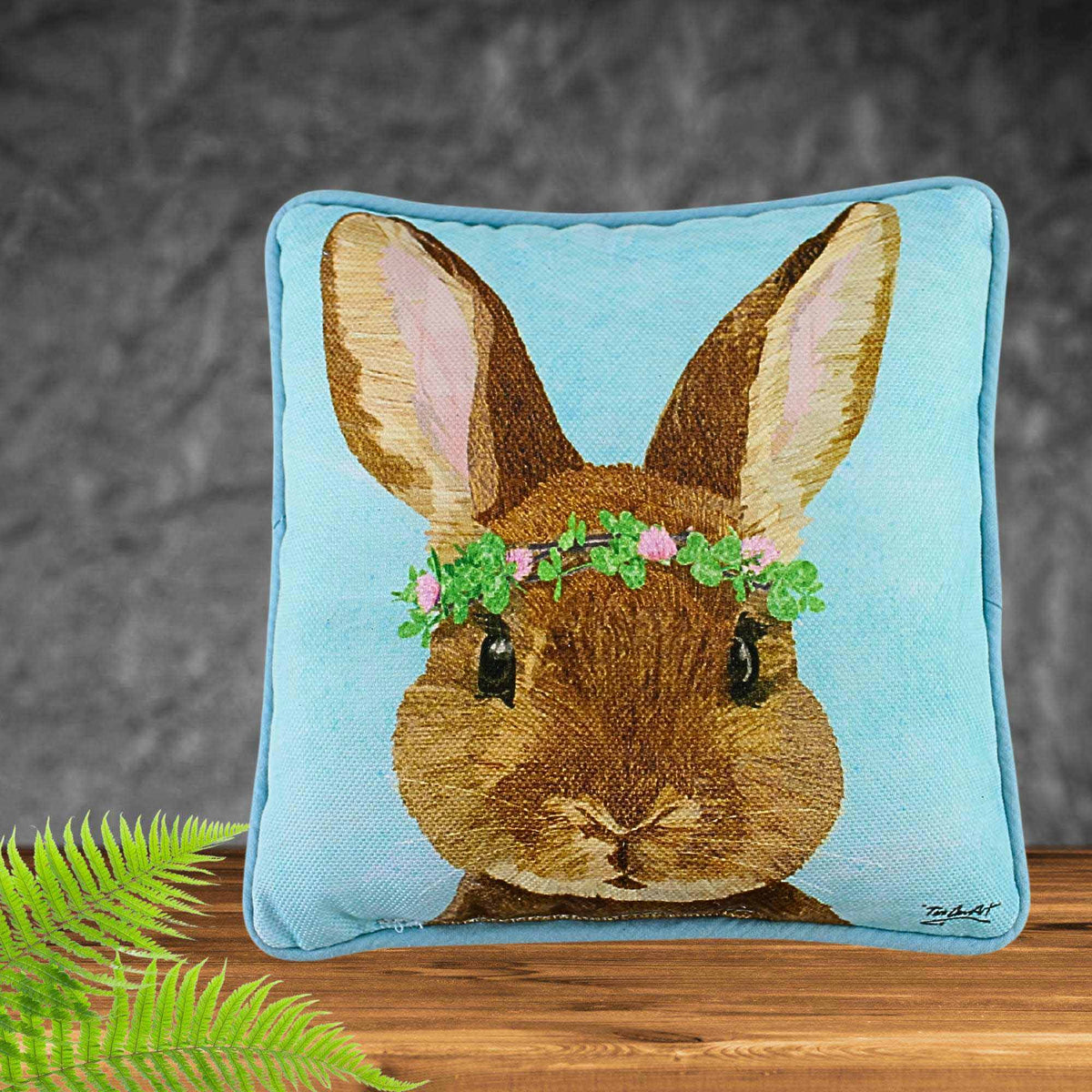 C & F Clover Bunny Pillow - - SBKGifts.com