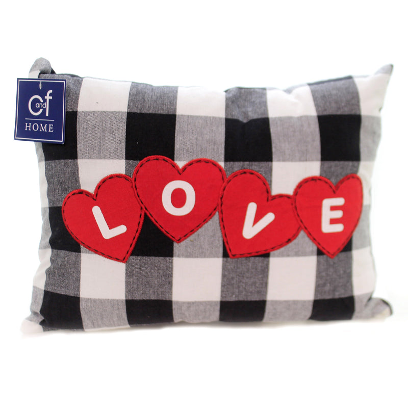 C & F Love Hearts Pillow - One Decorative Rectangle Lumbar Throw Pillow 10 Inch, Cotton - Throw Plaid Filled Soft 86159105 (44578)