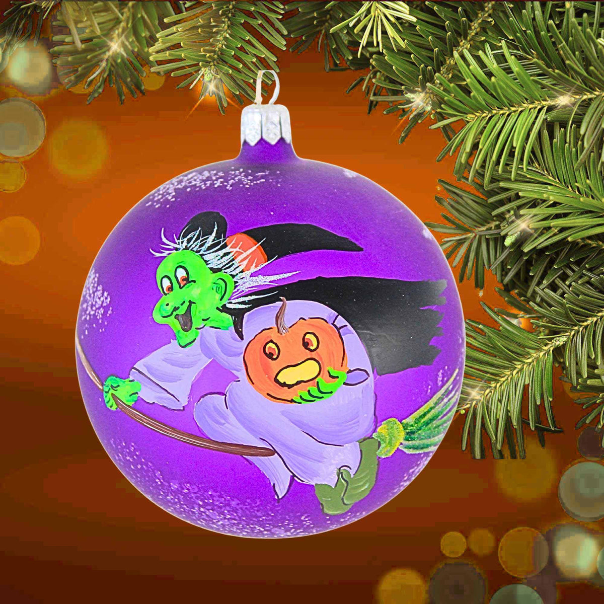 Laved Italian Ornaments Flying Green Witch Ball - - SBKGifts.com