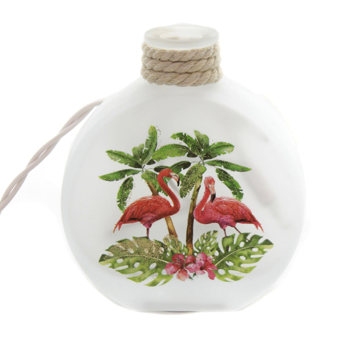 (44708) Flamingo Oval Jar With Rope