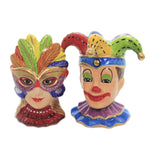 Mask Girl & Jester Salt/Pepper - One Set Salt And Pepper Shaker 4 Inch, Ceramic - Clown Circus 48516 (44905)