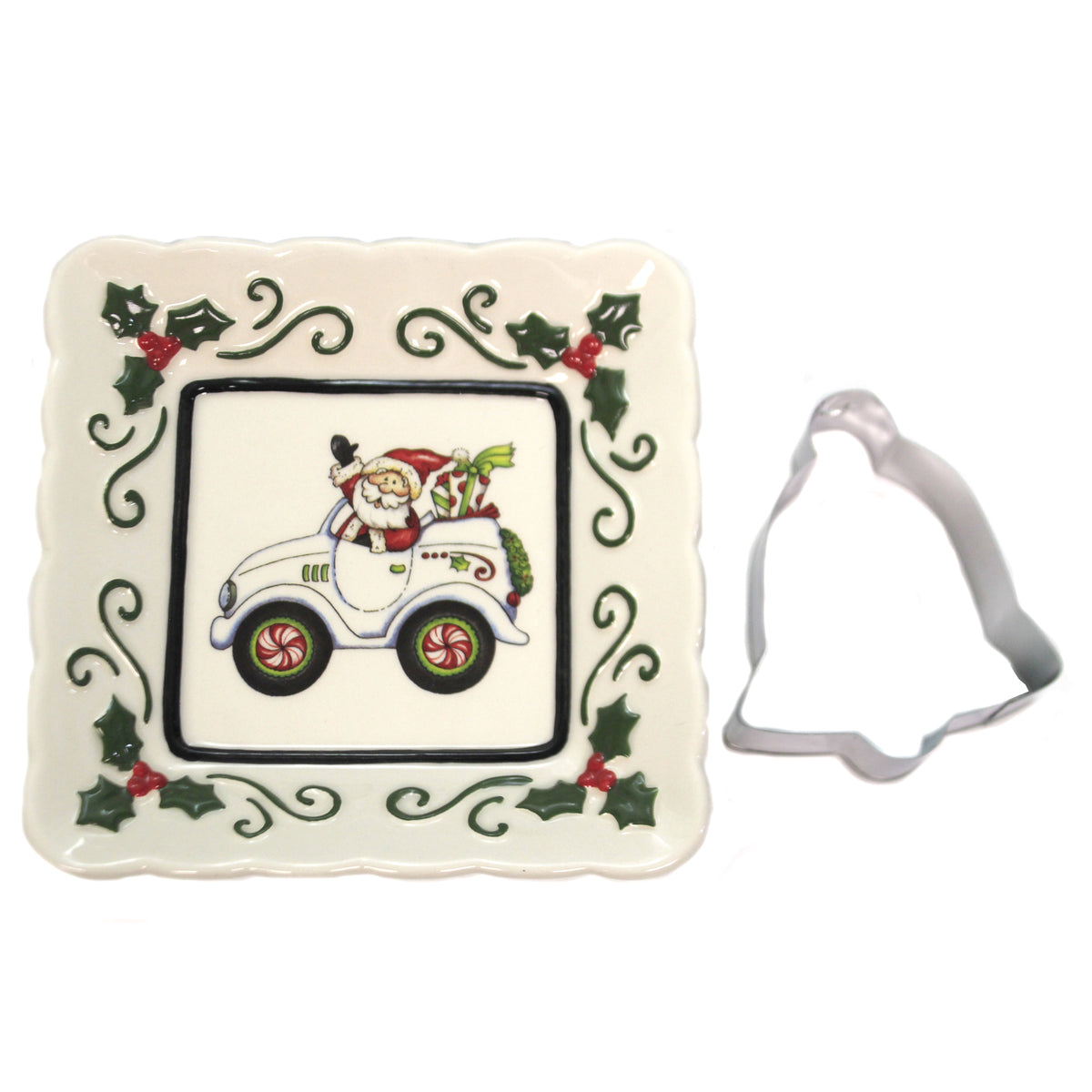 (45098) Santa In Auto Square Dish